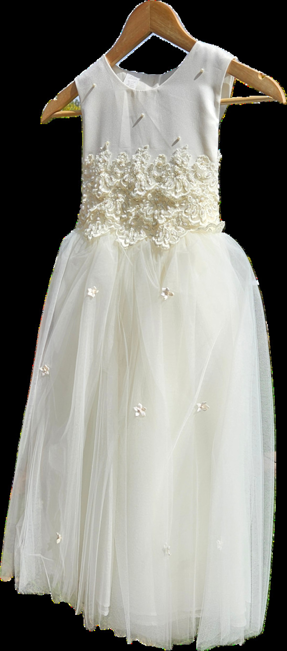 KID Collection Girls 8 Ivory Lace Tulle Flower Girl Dress D-1098 Made USA